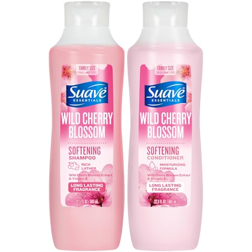 Suave Essentials Wild Cherry Blossom Shampoo & Conditioner Set, 22.5 Oz