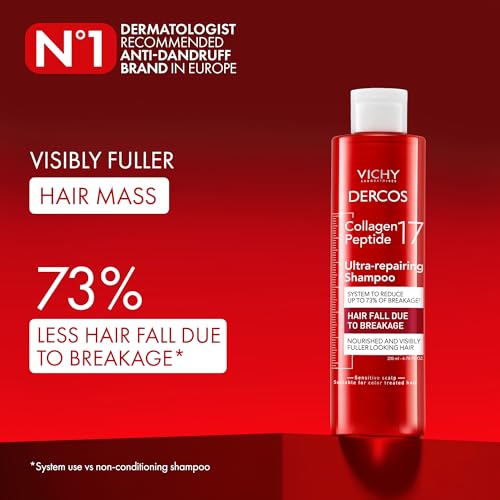 VICHY Dercos Collagen Peptide 17 Ultra-Repairing Shampoo 6.76 Fl Oz - Strengthen & Repair Damaged Hair