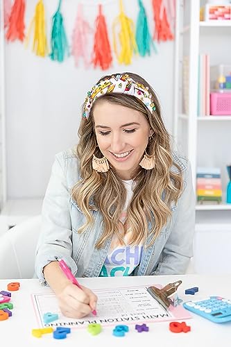 Boderier Crystal Beaded Teacher Headbands for Women - Bejeweled Hair Accessories
