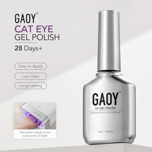 GAOY Dreamy Purple Cat Eye Gel Nail Polish 16ml Holographic Glitter Reflective UV