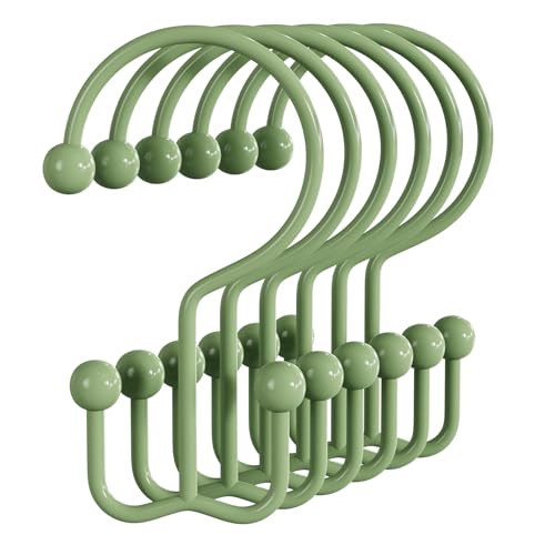 Bathway Rust-Proof Shower Curtain Hooks - Set of 12 Double Hooks