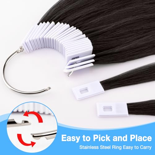 Noverlife 30PCS Human Hair Color Swatches - Black Hair Testing Sample Ring