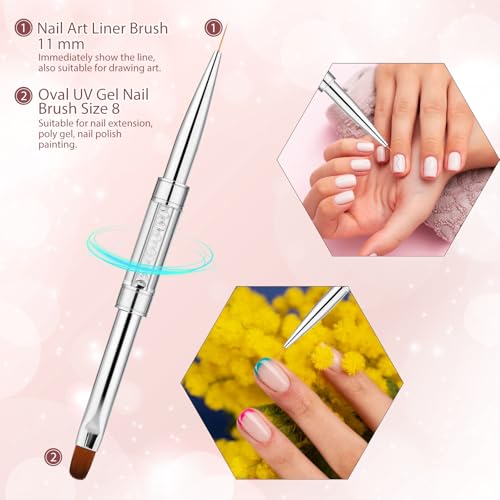 Double-Ended Nail Art Brushes Set - Precision Liner & Carving Brush