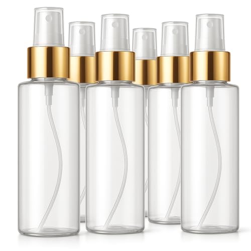 Bar5F Fine Mist Spray Bottles – 4 oz Gold Trim, 6-Pack