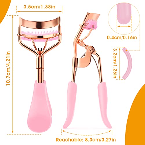 Pink Eyelash Curler Kit with 10 Replacement Pads - Professional Makeup Tool