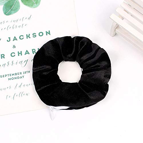 Velvet Hair Scrunchies with Hidden Zipper Pocket - 12 Piece Set