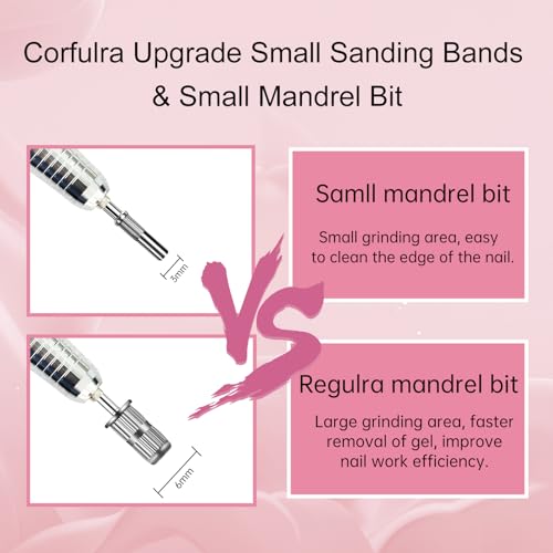 CORFULRA 240 Grit Small Sanding Bands for Nail Drill - 100 Pcs