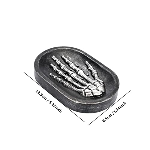 Gothic Skeleton Hand Soap Dish Holder - Resin Soap Tray with Drain Holes
