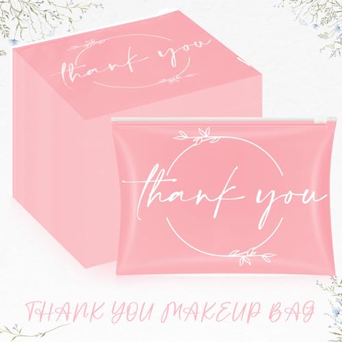 Ireer 100 Pcs Clear and Pink Makeup Bags - Waterproof EVA Gift Organizer