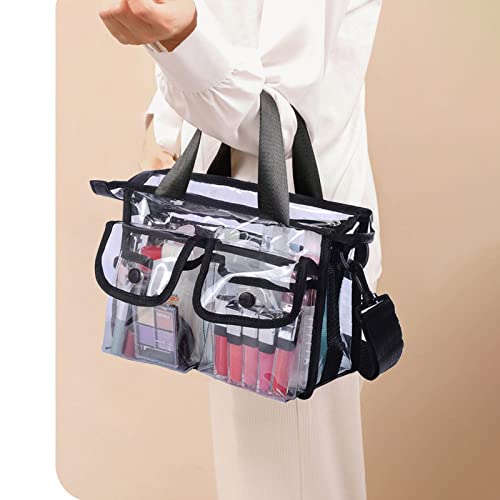 Enkrio Clear Makeup Bag with Strap - 10.6" Waterproof Travel Toiletry Case
