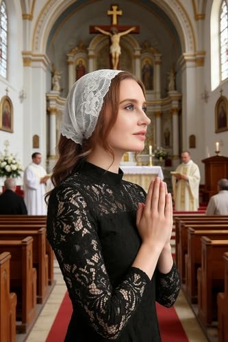 Leimandy Floral Lace Headwrap - Soft Vintage Style Headcover Veil