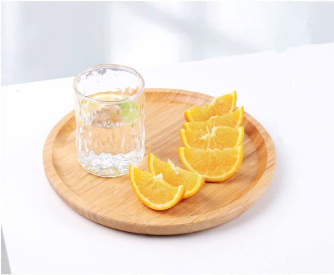 XIMISISE Round Bamboo Serving Tray - 7.9 Inch Decorative Wood Platter