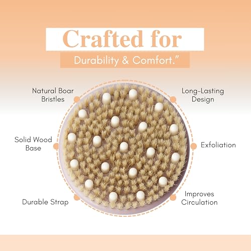 2-in-1 Dry Body & Face Brush Set for Lymphatic Drainage and Exfoliation - Natural Boar Bristle & Soft Facial Brush
