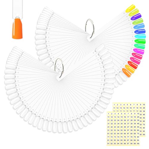 Clear Nail Swatch Sticks - 100 Pcs with Ring & Number Stickers