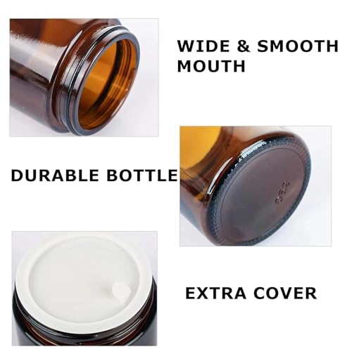 24 Pack 4oz Amber Glass Jars with Black Lids - Reusable Cosmetic & Travel Containers