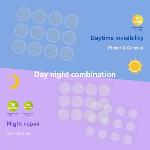 Day & Night Acne Patches - 144 Count Hydrocolloid Zit Stickers with Salicylic Acid