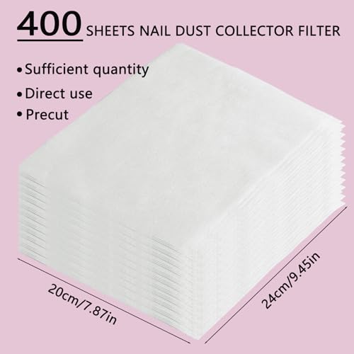 400 Sheets Disposable Nail Dust Collector Filter Paper - Universal Fit