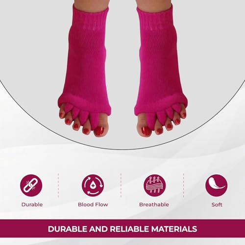 Fuchsia Happy Feet Toe Separator Alignment Socks for Foot Relief