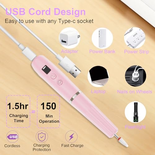 ZARRSON Cordless Electric Nail Drill Kit - Portable Professional Nail File