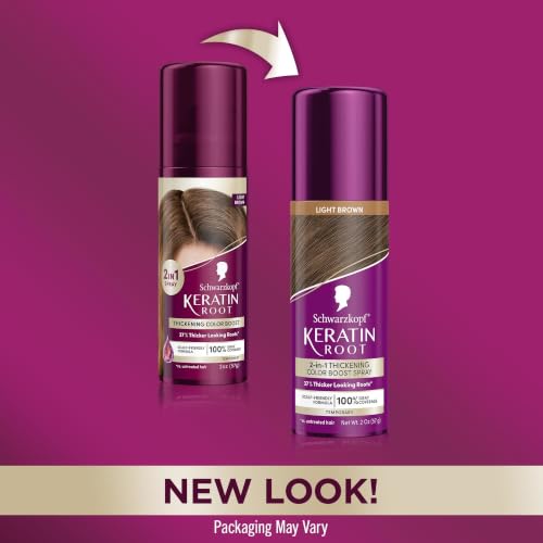 Schwarzkopf Keratin Root Light Brown Color & Thickening Spray - Instant Gray Coverage