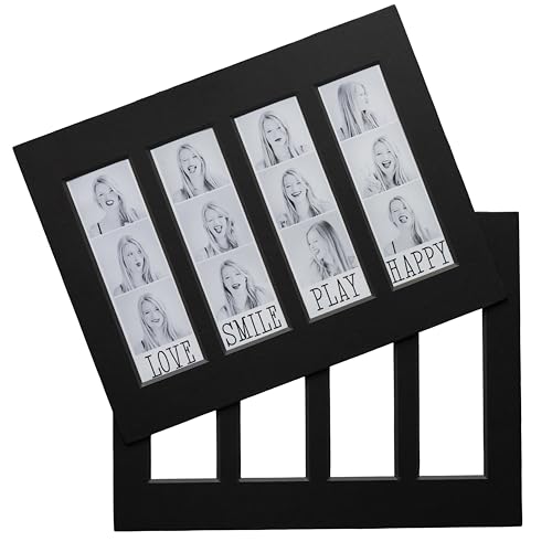 Customizable Black Photo Frame Mats for 2x6 Photo Booth Strips - Set of 2