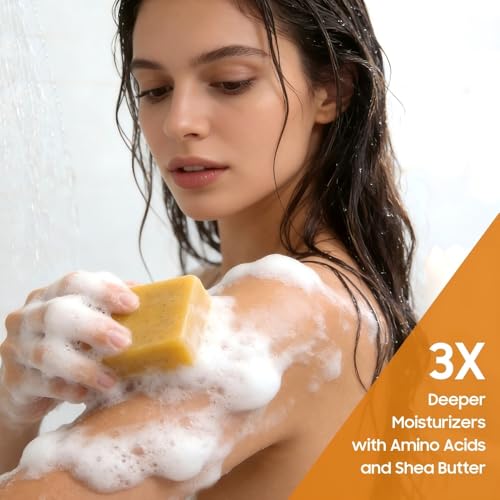 Uselective 3 Pack Lemon & Turmeric Soap Bar for Dark Spots - Kojic Acid & Shea Butter, SLS-Free