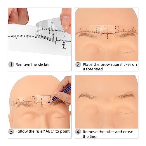 100pcs Disposable Eyebrow Ruler Stickers - Adhesive Microblading Guide