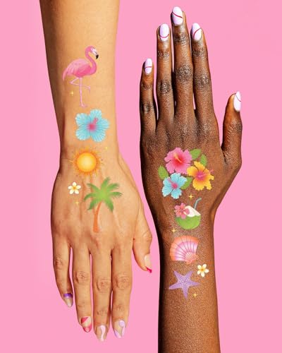 Tropical Tattoos - 2 Sheets of Hibiscus & Flamingo Designs