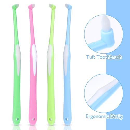 Ouligay 4-Pack Single Tuft Toothbrush Set for Braces & Detail Cleaning