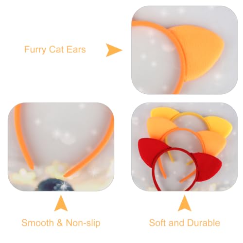 12 Pcs Cat Ears Headbands, Soft Plush Animal Ear Hairbands for Cosplay