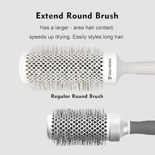 EAGLE FORTRESS 0.98 Inch Grey Ceramic Ionic Round Blowout Brush for Professional Styling