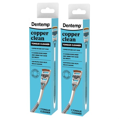 Dentemp Copper Infused Tongue Scraper - 2 Pack, Oral Hygiene Tool for Fresh Breath