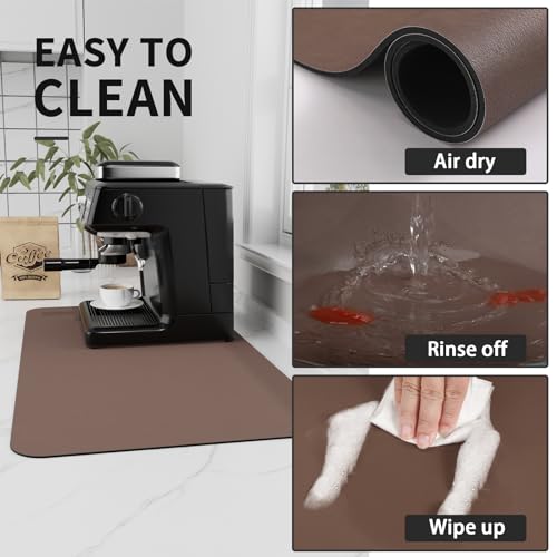 Absorbent Coffee Mat - Quick Dry Rubber Backed Dish Drying Mat for Kitchen