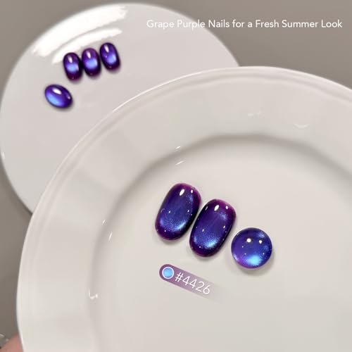 GAOY Dreamy Purple Cat Eye Gel Nail Polish 16ml Holographic Glitter Reflective UV