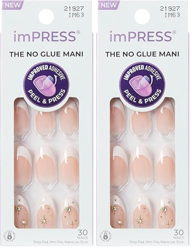 imPRESS Press-On Nails - Star Player Almond Medium, 2 Pack