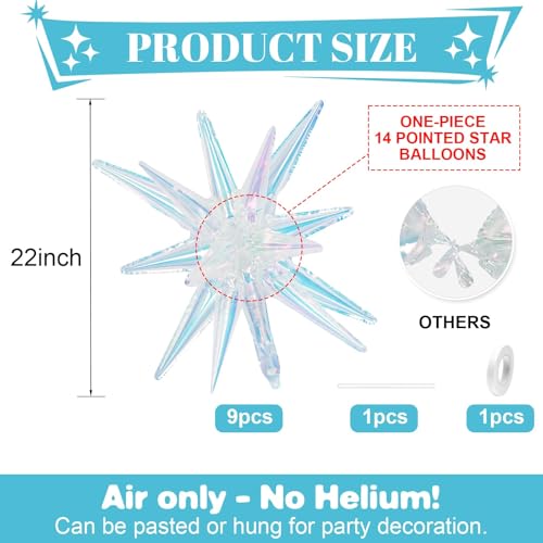 Iridescent Star Balloons - 9 Pack 22-Inch Foil Party Decorations