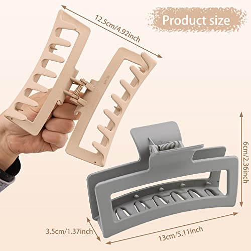 Jelyne 5-Inch Extra Large Square Hair Claw Clips, 8-Pack Matte Jaw Clips