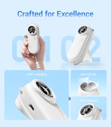 Diveblues Handheld Turbo Fan - Portable 5-Speed USB Rechargeable Fan