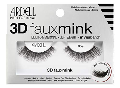 Ardell 3D Faux Mink Lashes Style 859 - Fluffy Voluminous False Eyelashes, 4 Pairs