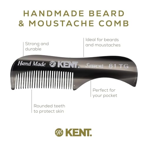 Kent A 81T Small Men's Beard & Mustache Pocket Comb 2-Pack Tortoiseshell/Graphite