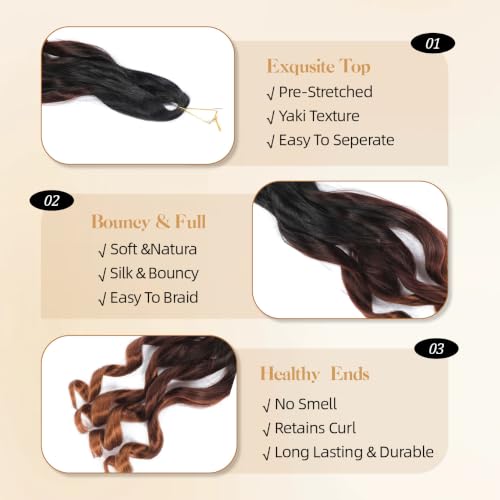 22 Inch French Curl Loose Wavy Braiding Hair - 7 Packs 1B/33/30
