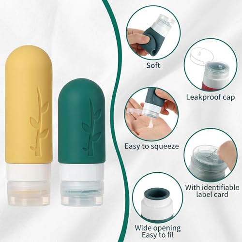 DEPOZA Travel Bottles Kit (16 Pack) - Leak Proof Silicone Containers, Wine Red