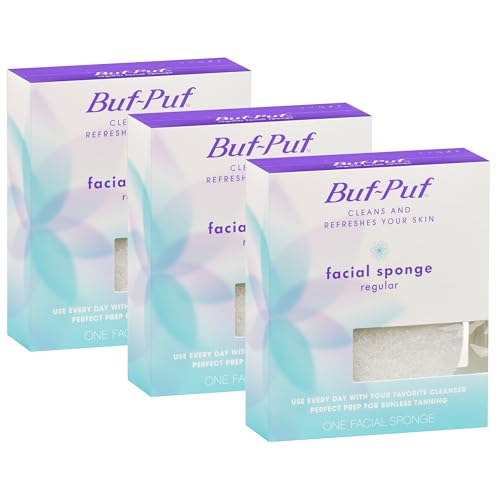 Buf-Puf Facial Sponge Set - Gentle Exfoliating Reusable Cleansing Pads, 3-Pack