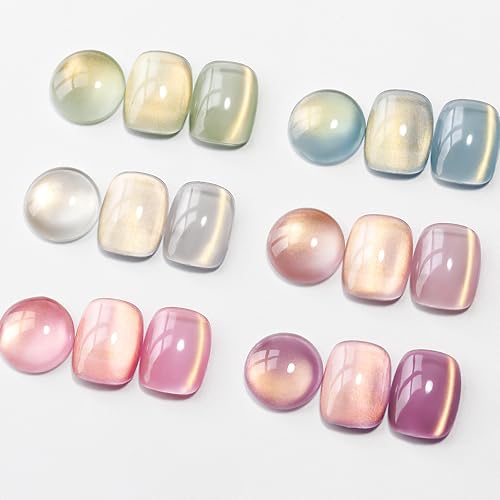 MIZHSE Cat Eye Gel Nail Polish Set - 6 Colors with Magnetic Stick