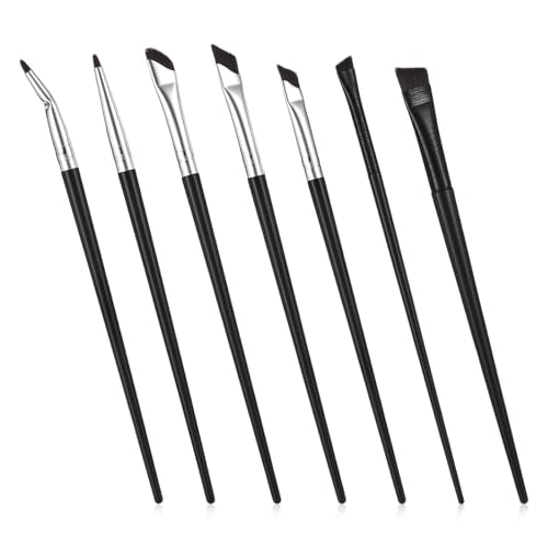 7-Piece Angled Eyeliner & Eyebrow Brush Set for Precision Makeup