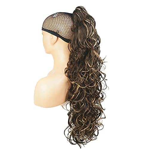 Lydell 30" Long Curly Clip In Claw Ponytail Hair Extension 8TT124 Brown Mix