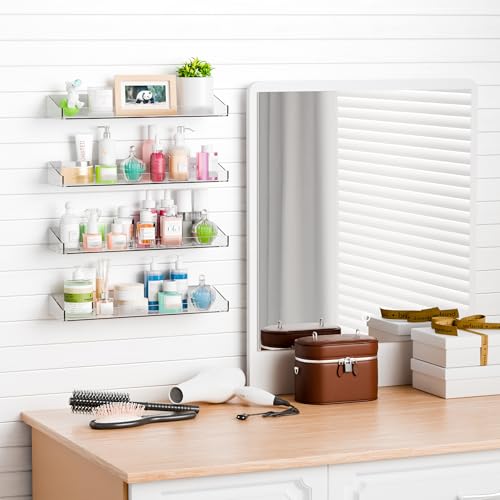 Acrylic Shower Shelves - 2 Pack Clear No Drill Wall Caddy & Organizer