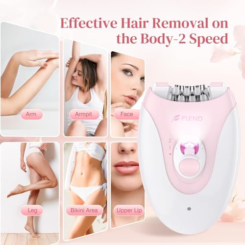 Smooth Glide Epilator for Women, Painless 2-Speed Hair Removal Device with LED Light, 36 Tweezers & Massage Pad, Rechargeable Epilator for Face, Bikini, Arms & Legs