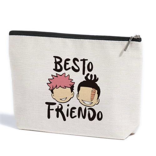 Multicolour Best Friend Anime Makeup Bag - Waterproof Cosmetic Storage for Women