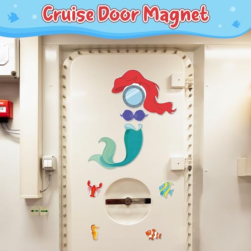 7-Piece Mermaid Cruise Door Magnets Set - Waterproof Sea Animal Decor